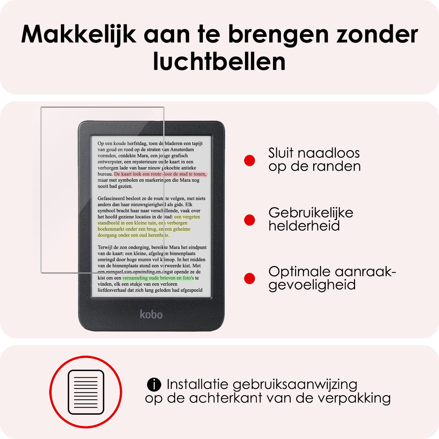 NoXx NoXx Kobo Clara Colour Hoesje Met Screenprotector - Roze