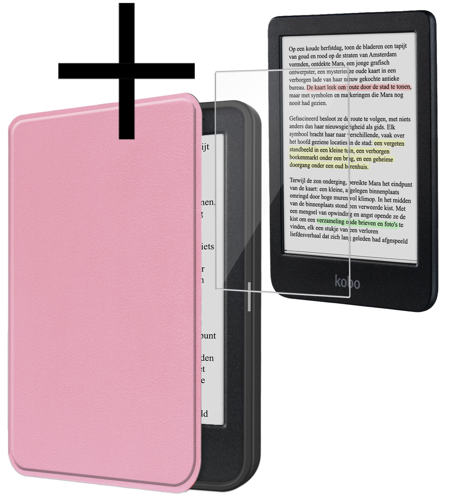 NoXx NoXx Kobo Clara Colour Hoesje Met Screenprotector - Roze