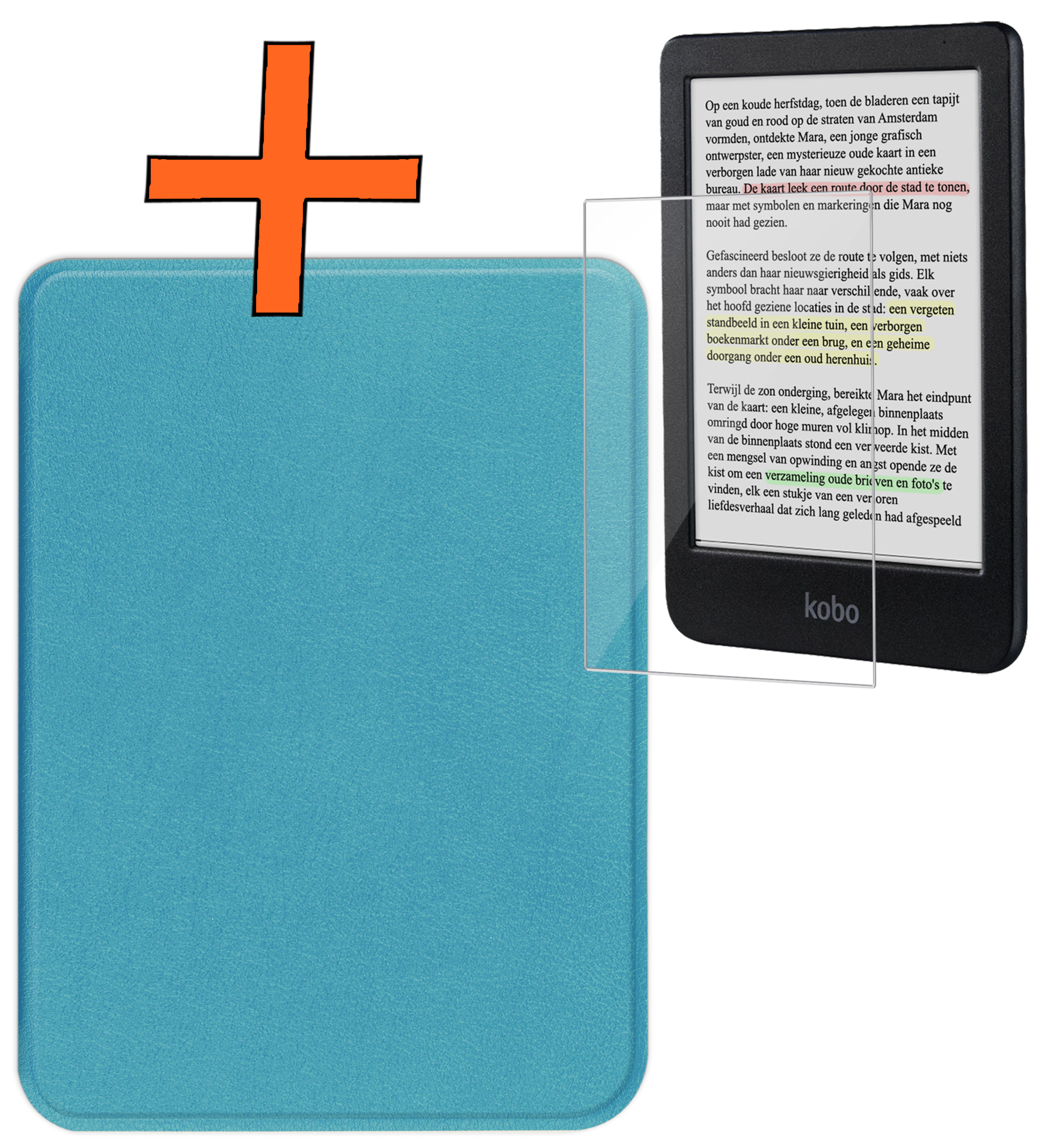 Nomfy Nomfy Kobo Clara Colour Hoesje Met Screenprotector - Turquoise