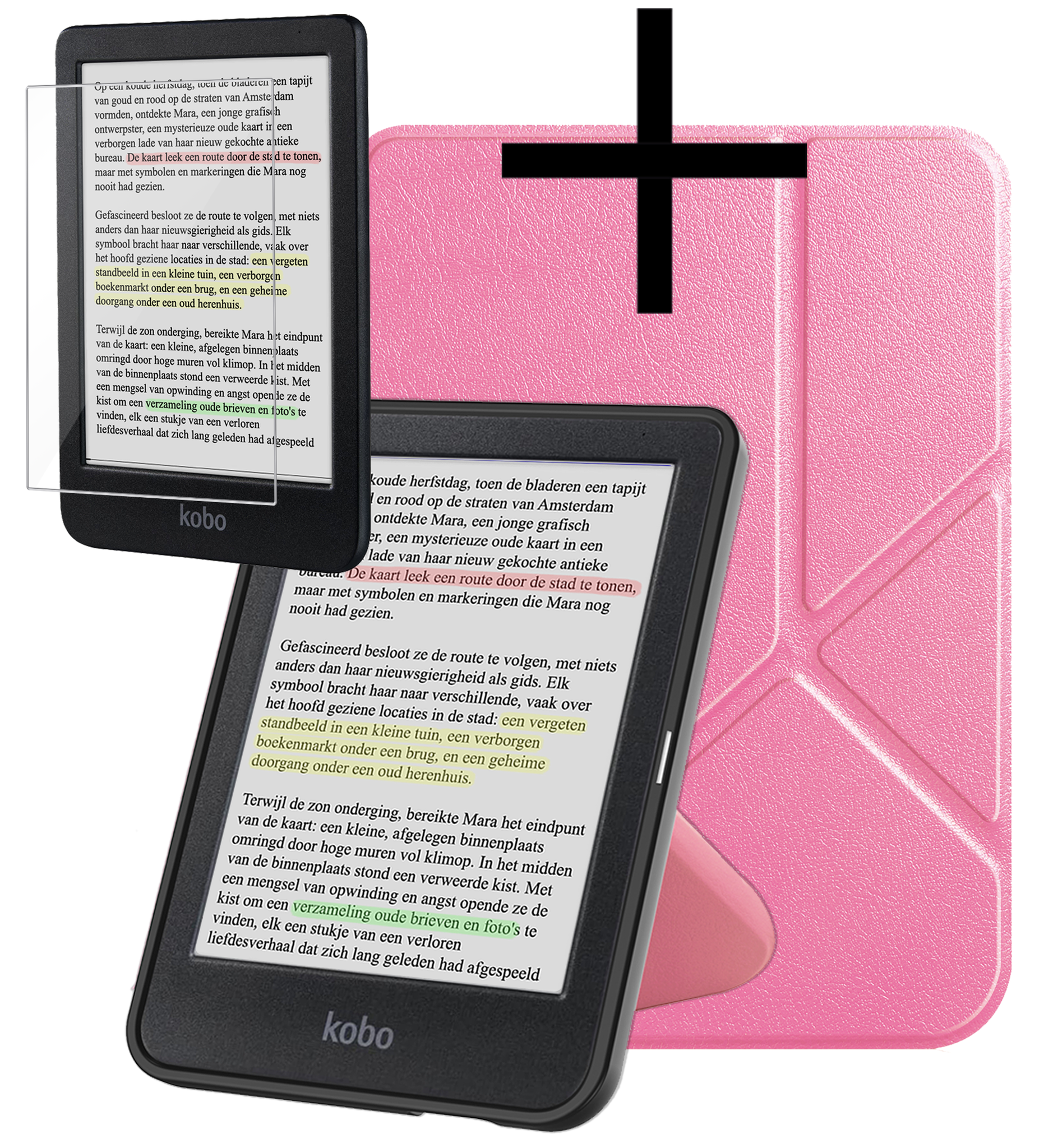 NoXx NoXx Kobo Clara Colour Hoesje Trifold Met Screenprotector - Roze