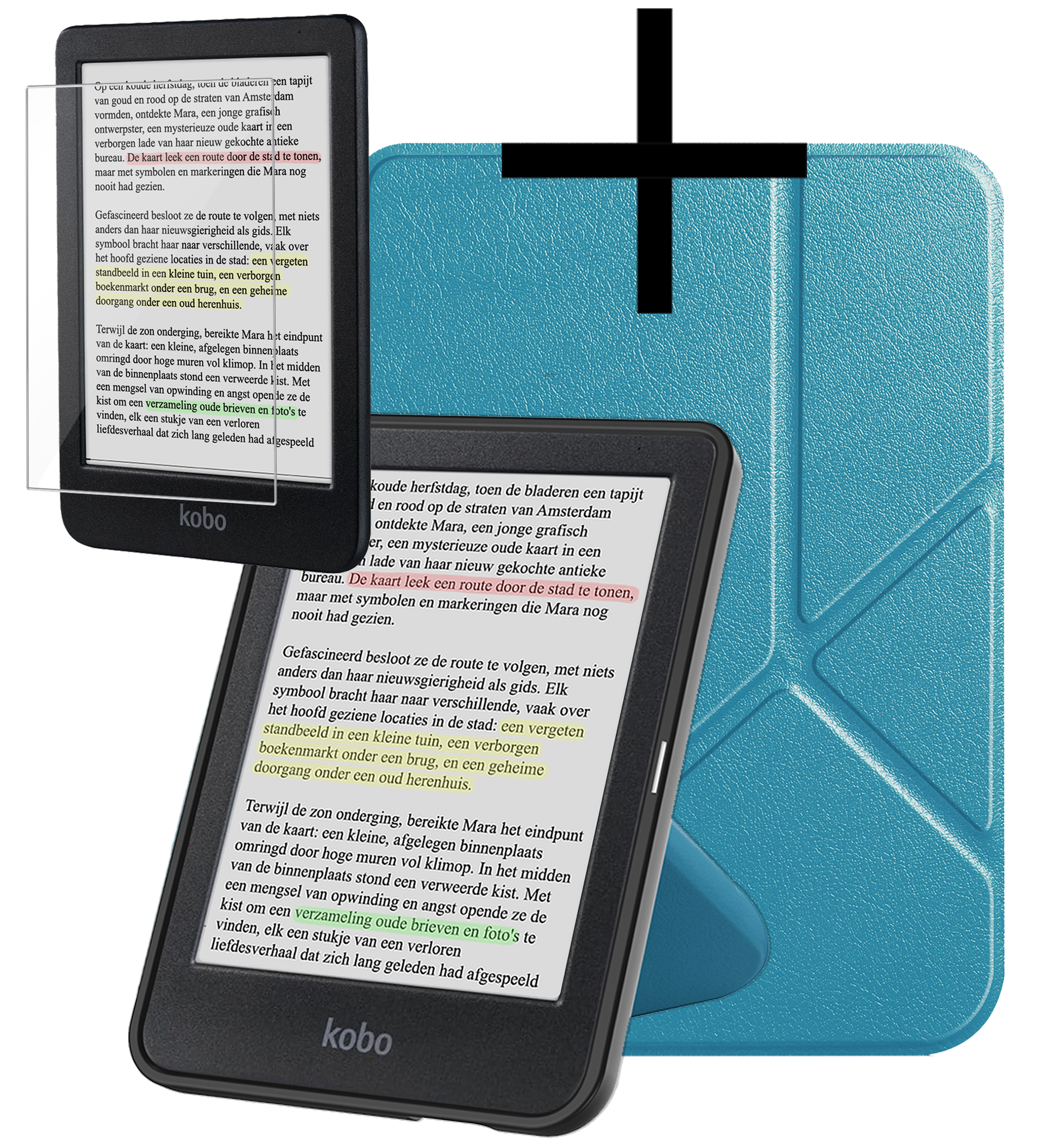 NoXx NoXx Kobo Clara Colour Hoesje Trifold Met Screenprotector - Turquoise