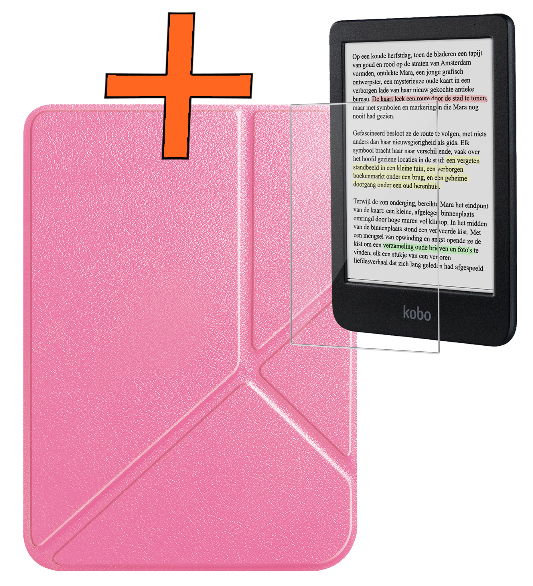 Nomfy Nomfy Kobo Clara Colour Hoesje Trifold Met Screenprotector - Roze