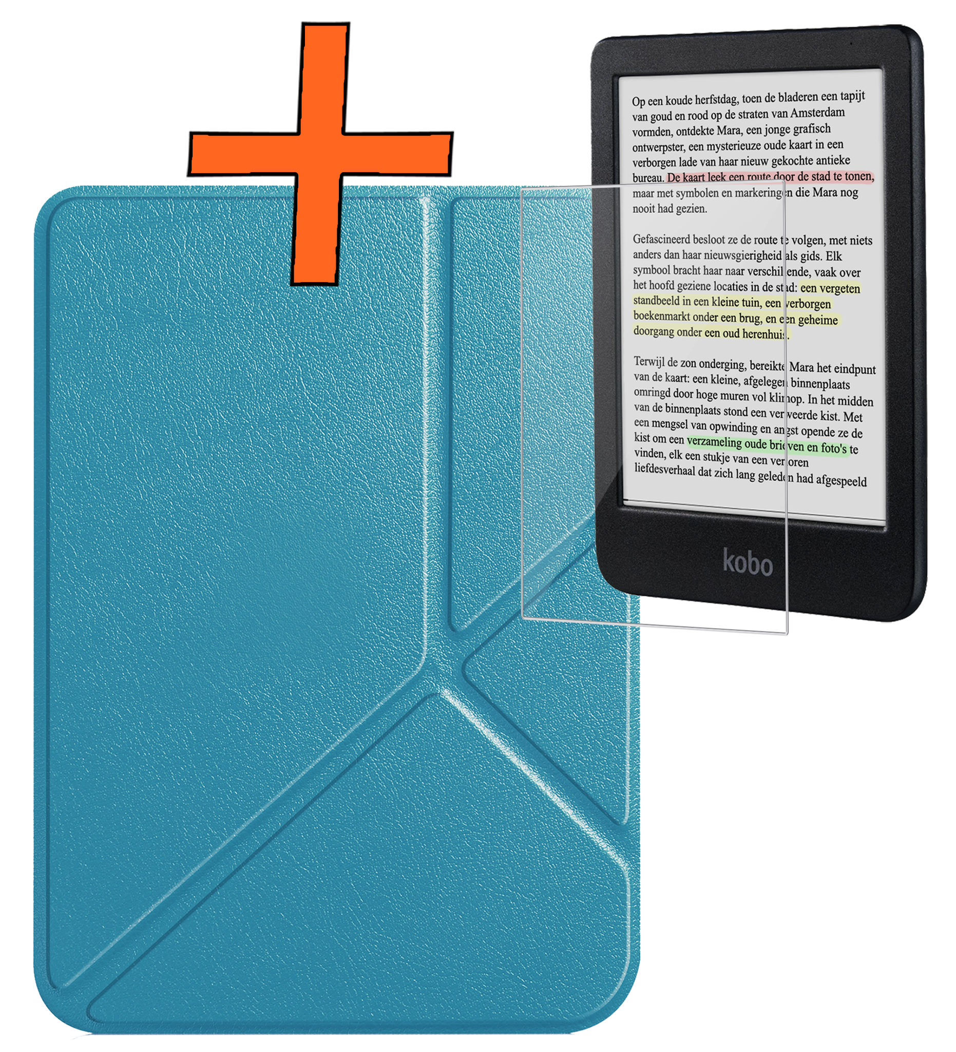 Nomfy Nomfy Kobo Clara Colour Hoesje Trifold Met Screenprotector - Turquoise