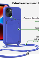 BASEY. BASEY. iPhone 13 Hoesje Pashouder met Koord Met Screenprotector - Fel Blauw