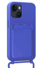 BASEY. BASEY. iPhone 13 Hoesje Pashouder met Koord Met Screenprotector - Fel Blauw