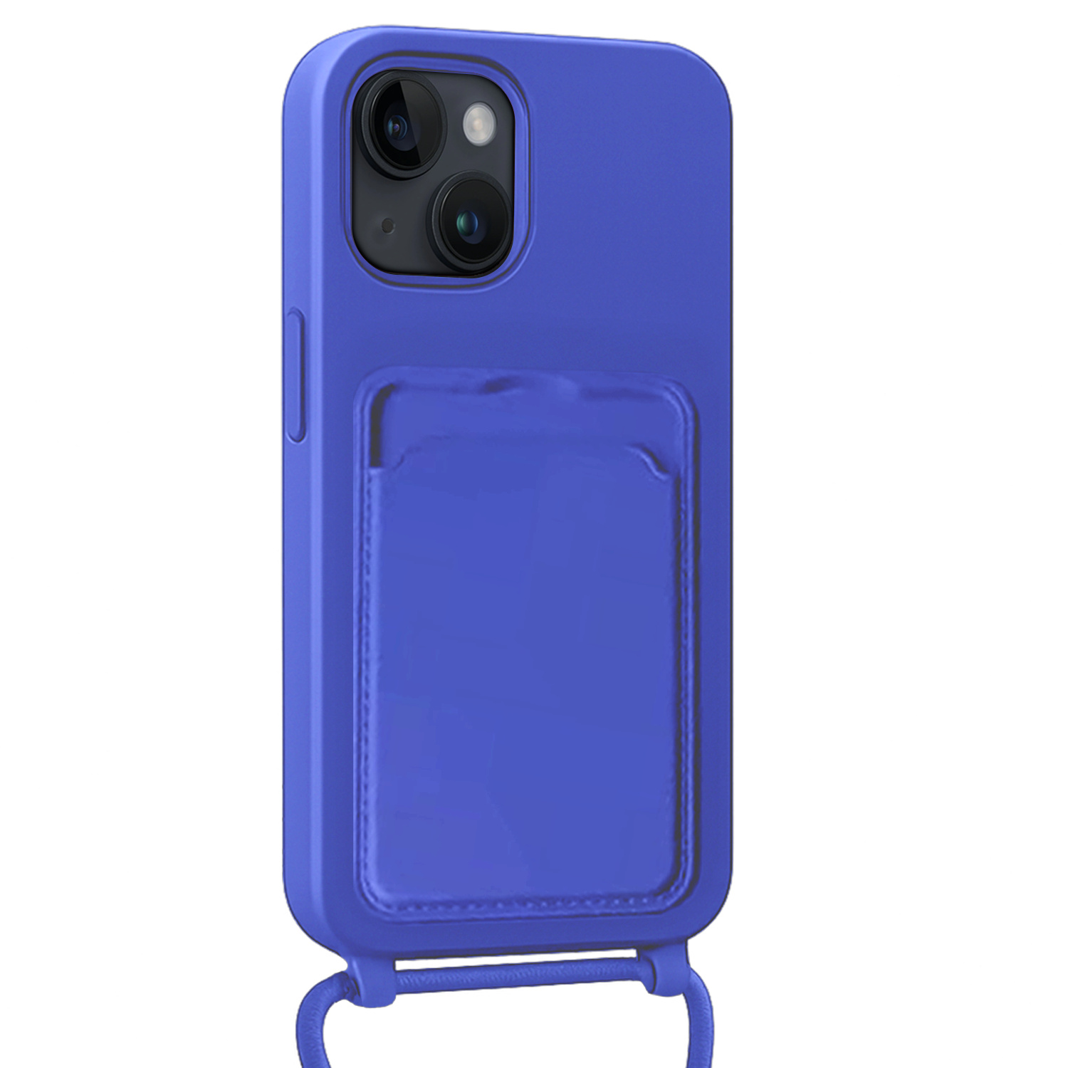 BASEY. BASEY. iPhone 13 Hoesje Pashouder met Koord Met Screenprotector - Fel Blauw