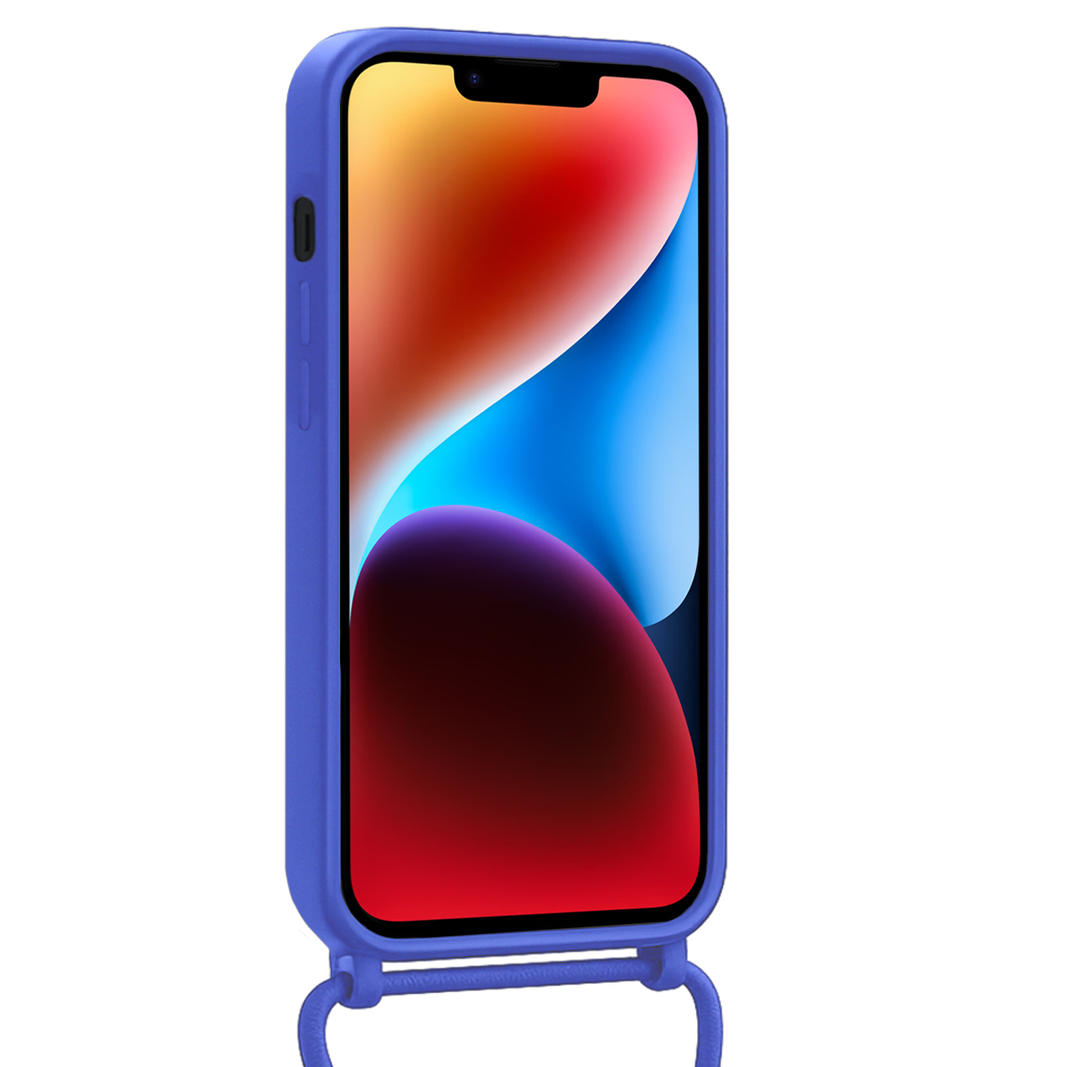 BASEY. BASEY. iPhone 13 Hoesje Pashouder met Koord Met Screenprotector - Fel Blauw