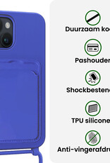 BASEY. BASEY. iPhone 13 Hoesje Pashouder met Koord Met 2x Screenprotector - Fel Blauw