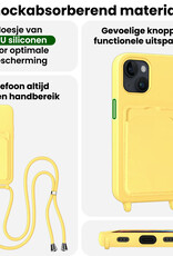BASEY. BASEY. iPhone 13 Hoesje Pashouder met Koord Met Screenprotector - Geel