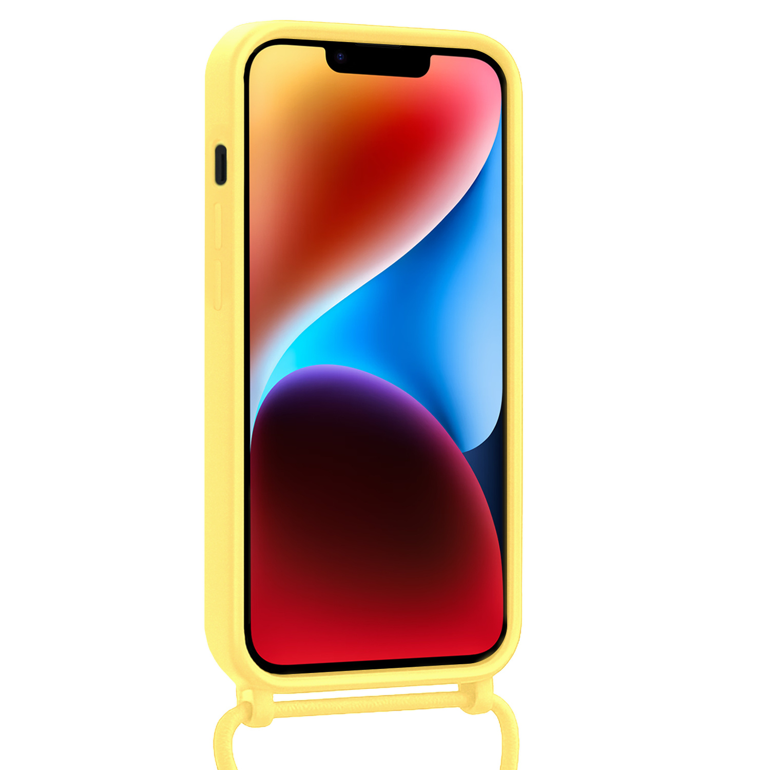 BASEY. BASEY. iPhone 13 Hoesje Pashouder met Koord Met Screenprotector - Geel