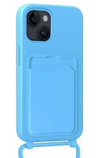BASEY. BASEY. iPhone 13 Hoesje Pashouder met Koord Met Screenprotector - Lichtblauw