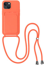BASEY. BASEY. iPhone 13 Hoesje Pashouder met Koord - Papaya
