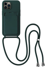 BASEY. BASEY. iPhone 13 Pro Hoesje Pashouder met Koord - Donkergroen