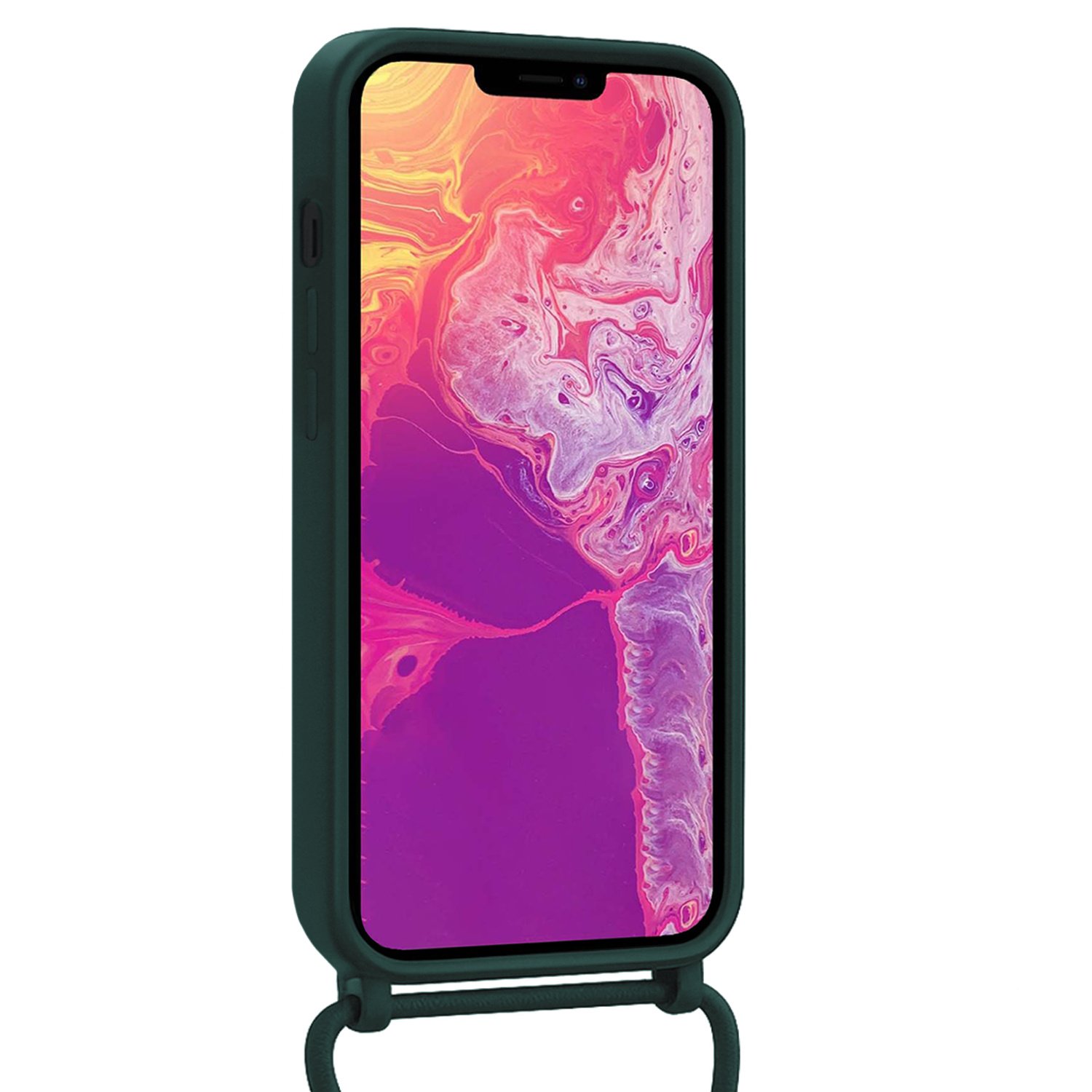 BASEY. BASEY. iPhone 13 Pro Hoesje Pashouder met Koord - Donkergroen