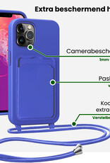 BASEY. BASEY. iPhone 13 Pro Hoesje Pashouder met Koord Met Screenprotector - Fel Blauw