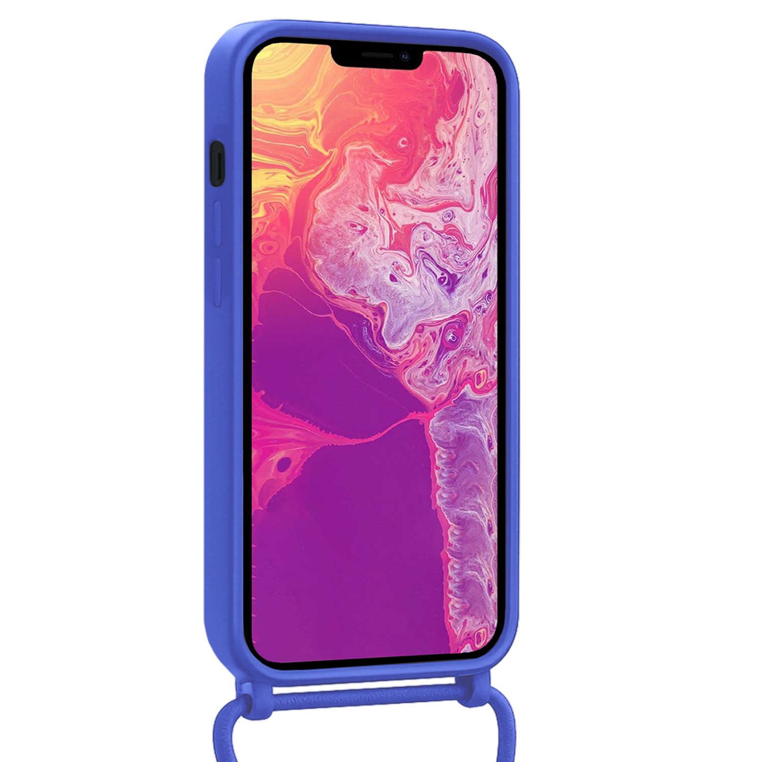 BASEY. BASEY. iPhone 13 Pro Hoesje Pashouder met Koord Met Screenprotector - Fel Blauw