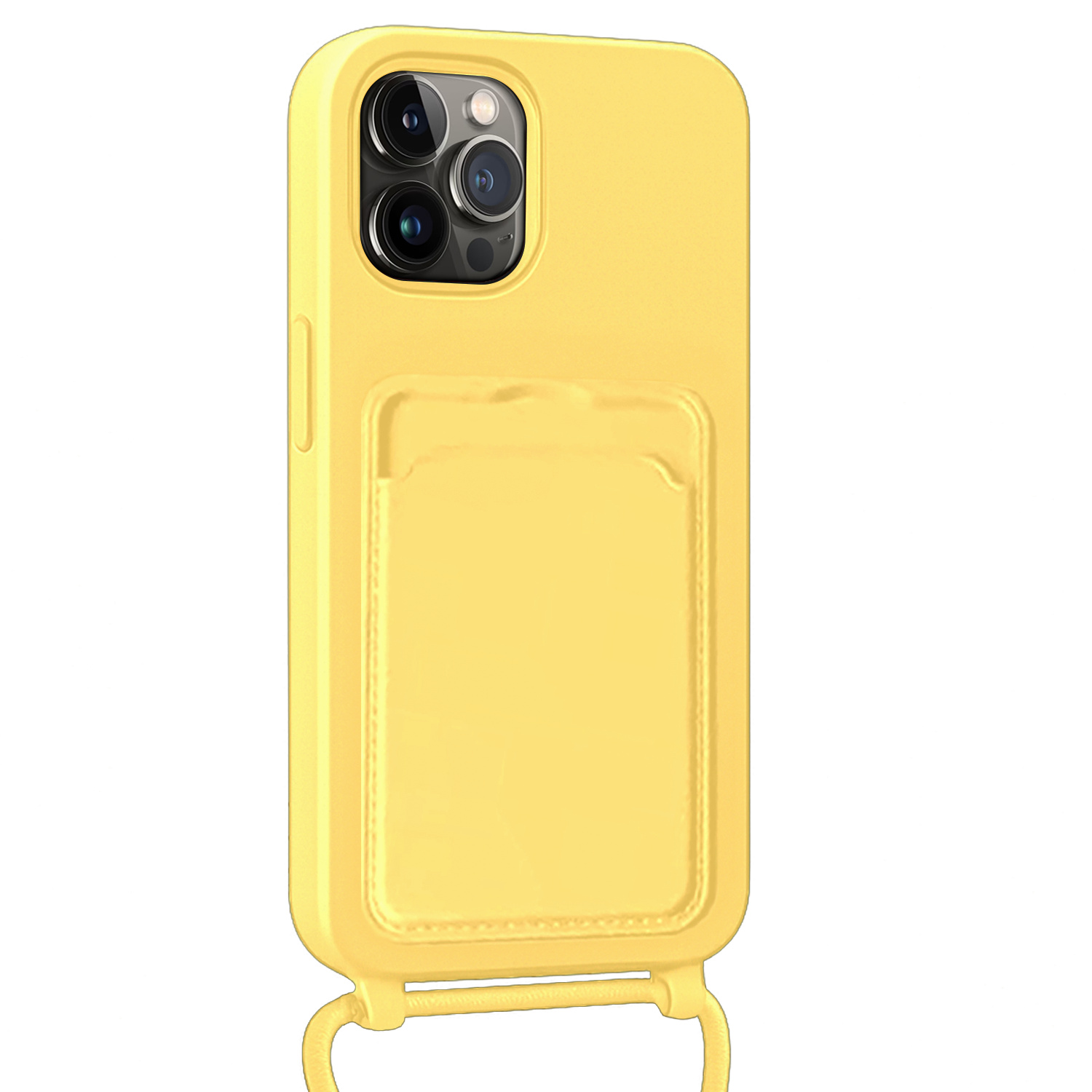 BASEY. BASEY. iPhone 13 Pro Hoesje Pashouder met Koord - Geel