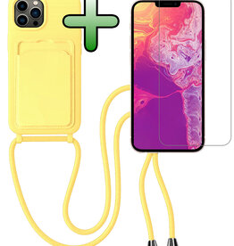 BASEY. BASEY. iPhone 13 Pro Hoesje Pashouder met Koord Met Screenprotector - Geel