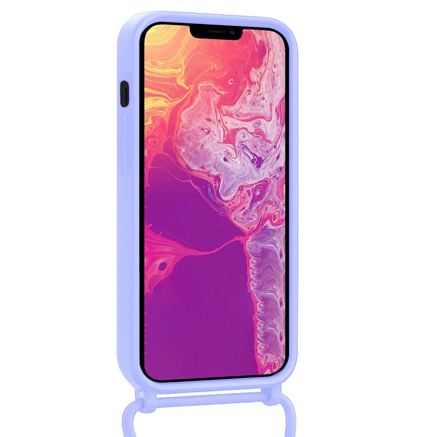 BASEY. BASEY. iPhone 13 Pro Hoesje Pashouder met Koord Met 2x Screenprotector - Lila
