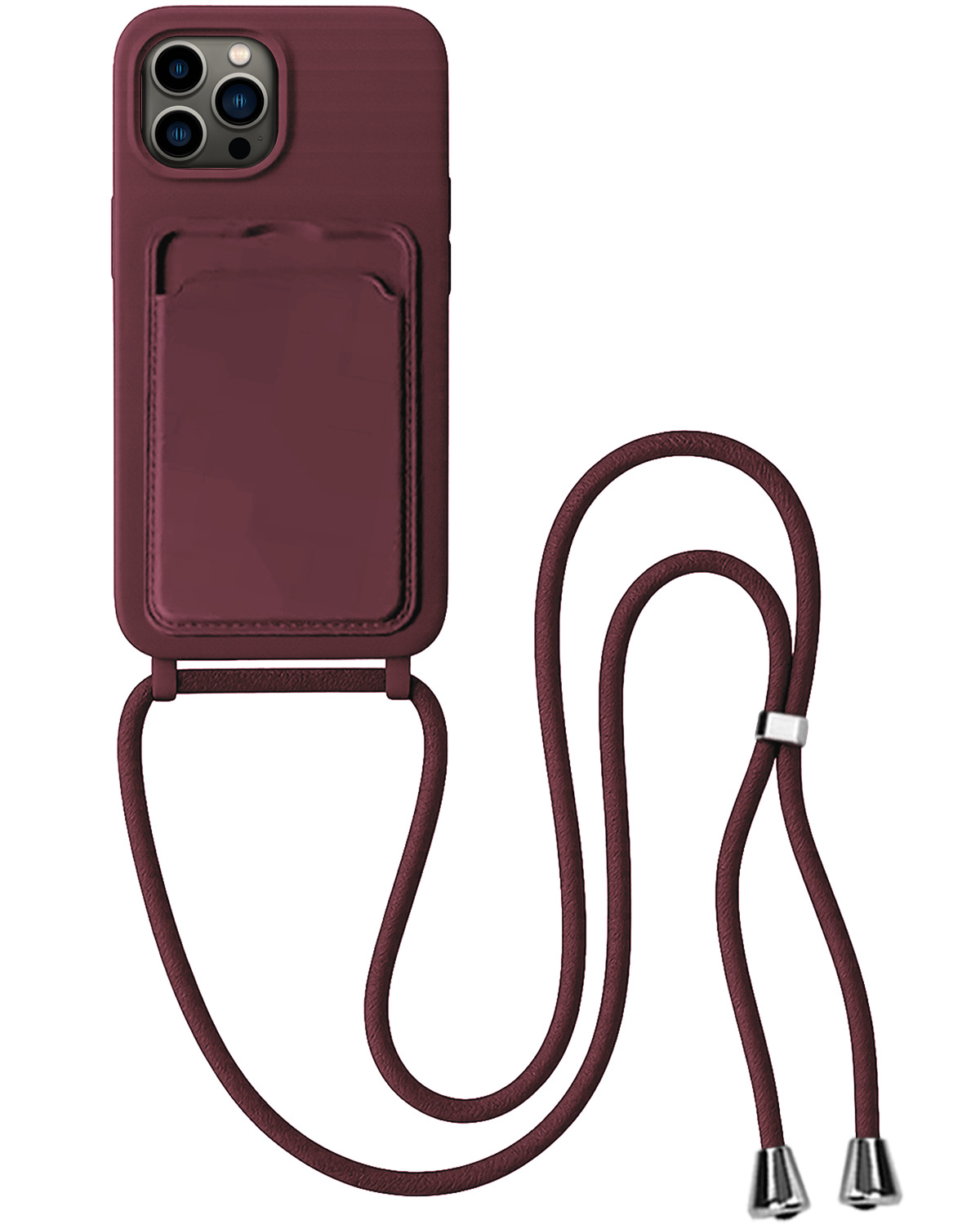 BASEY. BASEY. iPhone 13 Pro Max Hoesje Pashouder met Koord - Aubergine