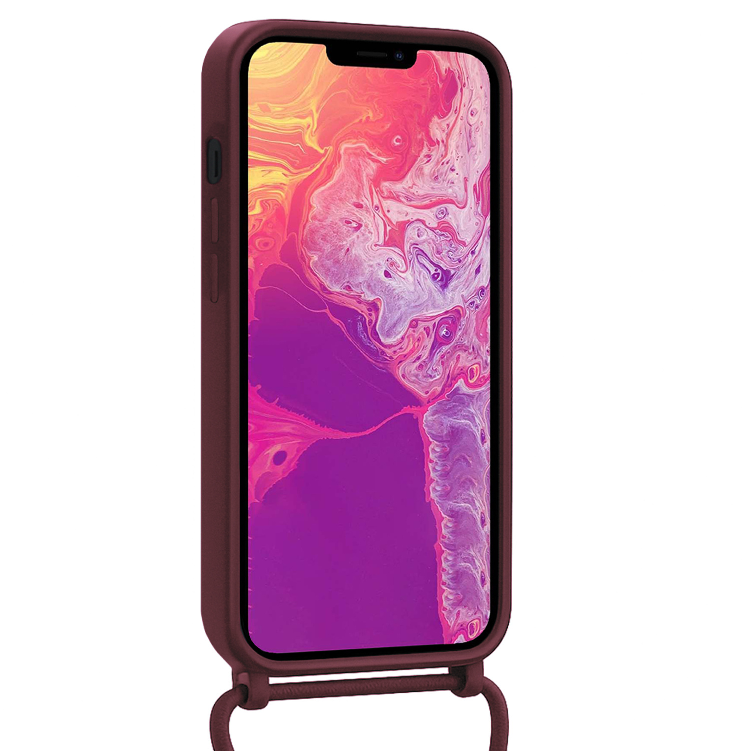 BASEY. BASEY. iPhone 13 Pro Max Hoesje Pashouder met Koord - Aubergine