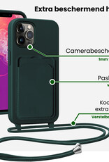 BASEY. BASEY. iPhone 13 Pro Max Hoesje Pashouder met Koord Met Screenprotector - Donkergroen