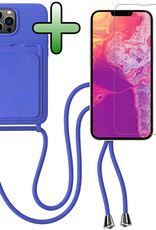 BASEY. BASEY. iPhone 13 Pro Max Hoesje Pashouder met Koord Met Screenprotector - Fel Blauw