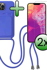BASEY. BASEY. iPhone 13 Pro Max Hoesje Pashouder met Koord Met 2x Screenprotector - Fel Blauw