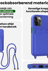 BASEY. BASEY. iPhone 13 Pro Max Hoesje Pashouder met Koord Met 2x Screenprotector - Fel Blauw