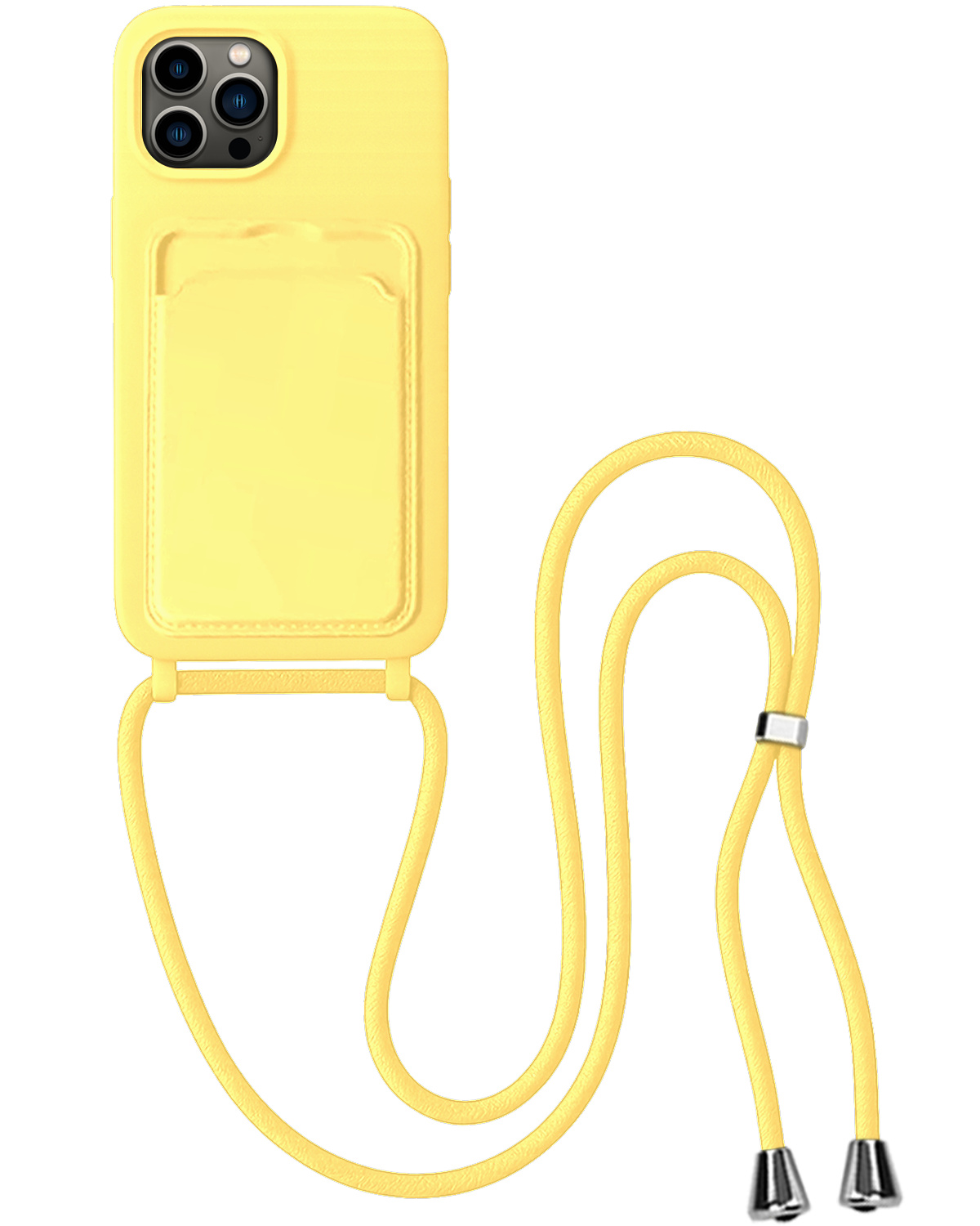 BASEY. BASEY. iPhone 13 Pro Max Hoesje Pashouder met Koord - Geel
