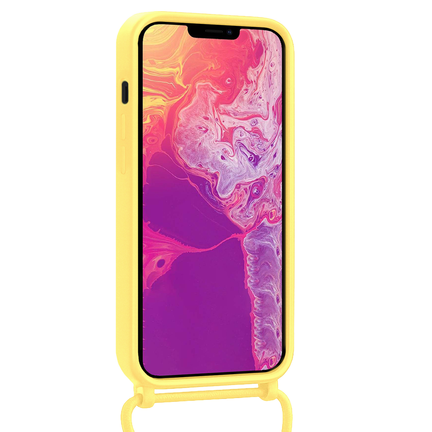 BASEY. BASEY. iPhone 13 Pro Max Hoesje Pashouder met Koord - Geel