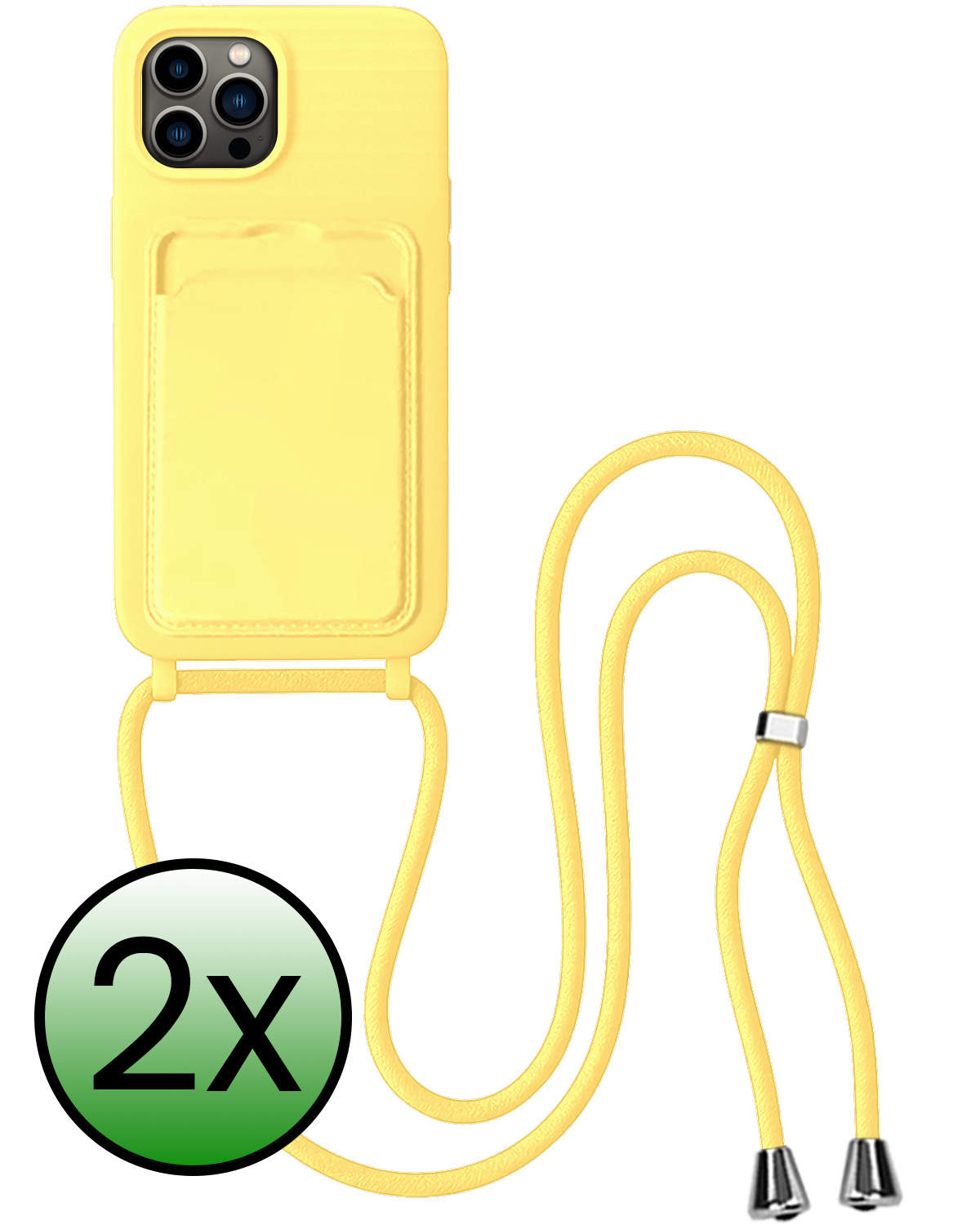 BASEY. BASEY. iPhone 13 Pro Max Hoesje Pashouder met Koord - Geel - 2 PACK