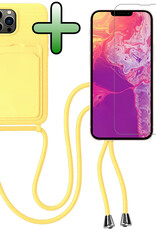 BASEY. BASEY. iPhone 13 Pro Max Hoesje Pashouder met Koord Met Screenprotector - Geel