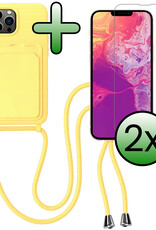 BASEY. BASEY. iPhone 13 Pro Max Hoesje Pashouder met Koord Met 2x Screenprotector - Geel