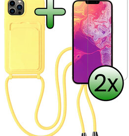 BASEY. BASEY. iPhone 13 Pro Max Hoesje Pashouder met Koord Met 2x Screenprotector - Geel
