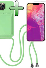 BASEY. BASEY. iPhone 13 Pro Max Hoesje Pashouder met Koord Met Screenprotector - Groen