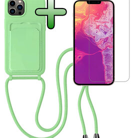 BASEY. BASEY. iPhone 13 Pro Max Hoesje Pashouder met Koord Met Screenprotector - Groen