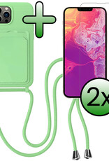 BASEY. BASEY. iPhone 13 Pro Max Hoesje Pashouder met Koord Met 2x Screenprotector - Groen