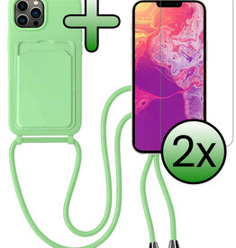 BASEY. BASEY. iPhone 13 Pro Max Hoesje Pashouder met Koord Met 2x Screenprotector - Groen