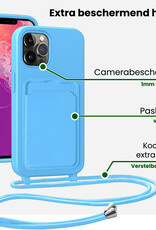 BASEY. BASEY. iPhone 13 Pro Max Hoesje Pashouder met Koord Met Screenprotector - Lichtblauw