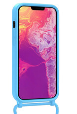 BASEY. BASEY. iPhone 13 Pro Max Hoesje Pashouder met Koord Met Screenprotector - Lichtblauw