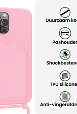 BASEY. BASEY. iPhone 13 Pro Max Hoesje Pashouder met Koord Met Screenprotector - Lichtroze