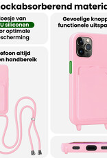 BASEY. BASEY. iPhone 13 Pro Max Hoesje Pashouder met Koord Met Screenprotector - Lichtroze