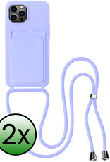 BASEY. BASEY. iPhone 13 Pro Max Hoesje Pashouder met Koord - Lila - 2 PACK