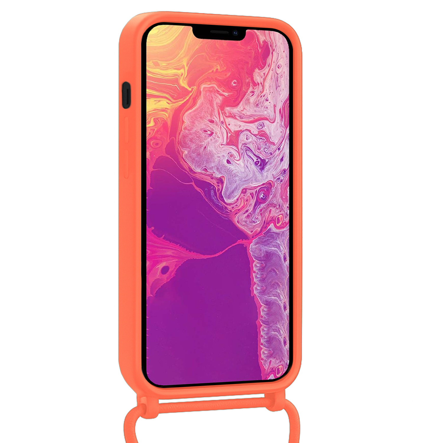 BASEY. BASEY. iPhone 13 Pro Max Hoesje Pashouder met Koord - Papaya