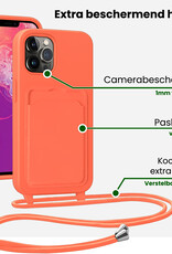 BASEY. BASEY. iPhone 13 Pro Max Hoesje Pashouder met Koord Met Screenprotector - Papaya