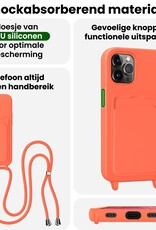 BASEY. BASEY. iPhone 13 Pro Max Hoesje Pashouder met Koord Met 2x Screenprotector - Papaya