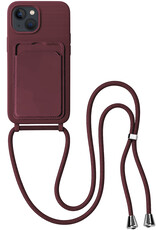 BASEY. BASEY. iPhone 14 Plus Hoesje Pashouder met Koord - Aubergine