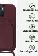 BASEY. BASEY. iPhone 14 Plus Hoesje Pashouder met Koord - Aubergine