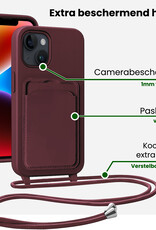 BASEY. BASEY. iPhone 14 Plus Hoesje Pashouder met Koord - Aubergine - 2 PACK